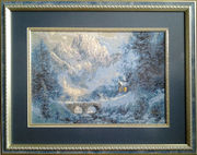 Картина «Зима в горах», гобелен ручной работы.